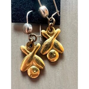 Gold Silver Bowling‎ Pin & Ball Dangle Earrings